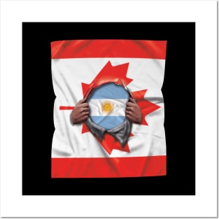 Argentina Flag Canadian Flag Ripped Open - Gift for Argentinian From Argentina Posters and Art